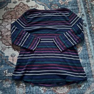 3/$25 💙💕 Charter Club Striped Button Shoulder Top PL Navy Multicolor